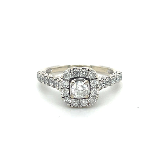 14K White Gold Diamond 0.72ctw Halo Engagement Ring; 5.6g