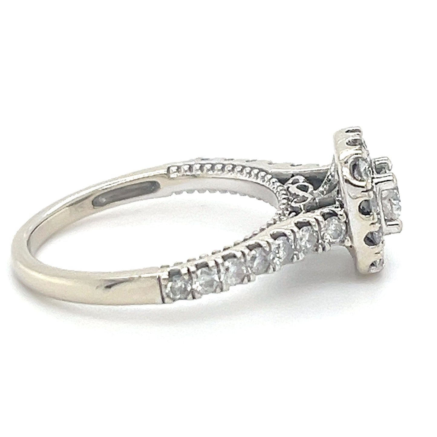 14K White Gold Diamond 0.72ctw Halo Engagement Ring; 5.6g