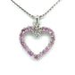 14K White Gold Diamond & Pink Sapphire Heart Pendant on 16" Chain Necklace