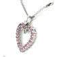 14K White Gold Diamond & Pink Sapphire Heart Pendant on 16" Chain Necklace