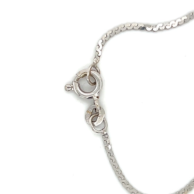 14K White Gold Diamond & Pink Sapphire Heart Pendant on 16" Chain Necklace