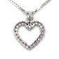 14K White Gold Diamond & Pink Sapphire Heart Pendant on 16" Chain Necklace