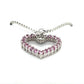 14K White Gold Diamond & Pink Sapphire Heart Pendant on 16" Chain Necklace