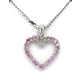 14K White Gold Diamond & Pink Sapphire Heart Pendant on 16" Chain Necklace