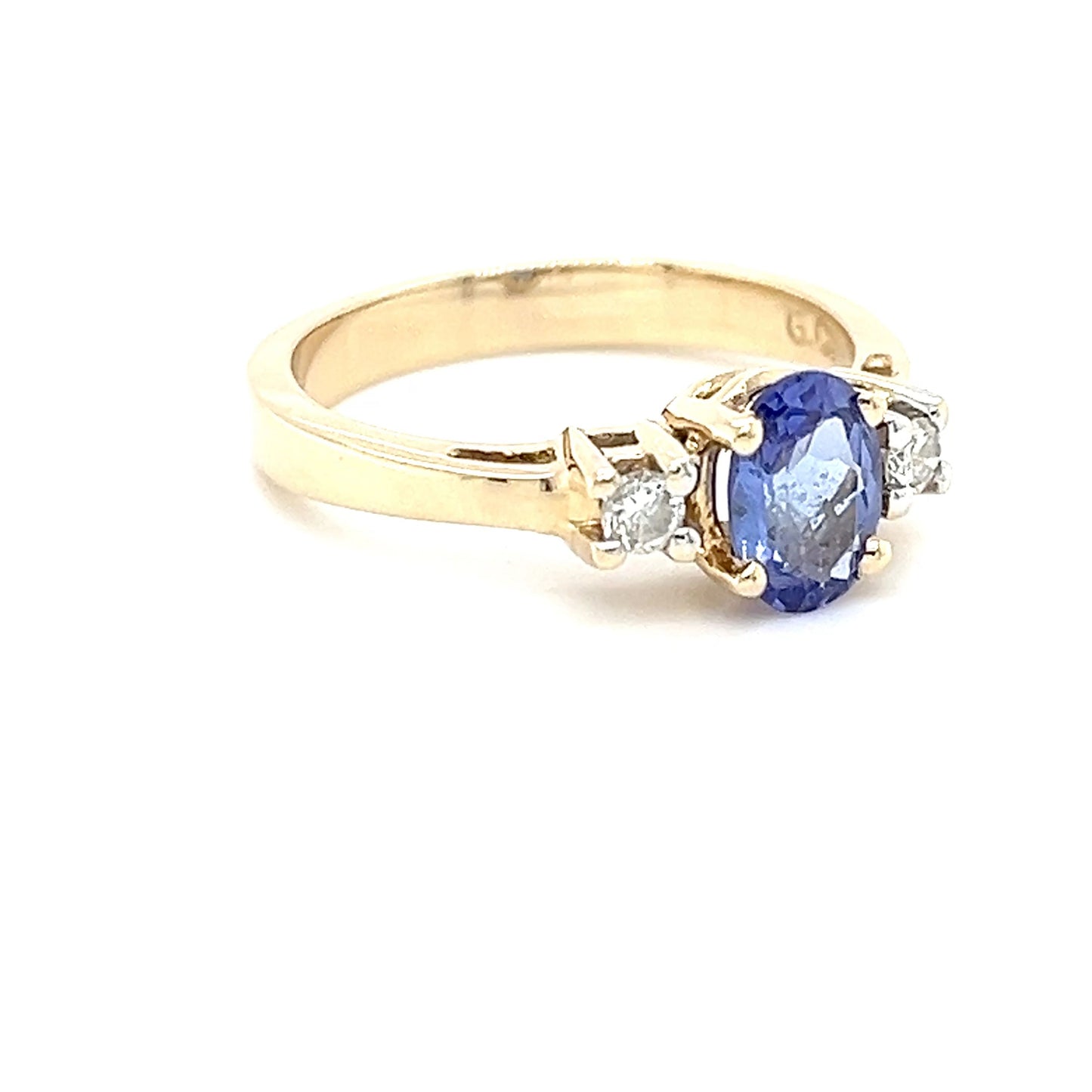 14K Yellow Gold Ring w/ Tanzanite + 2x Diamonds; 0.10CTW; Size 6; 3.0g