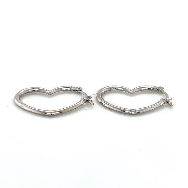 14K White Gold Heart Earrings; 0.4DWT; 0.6g