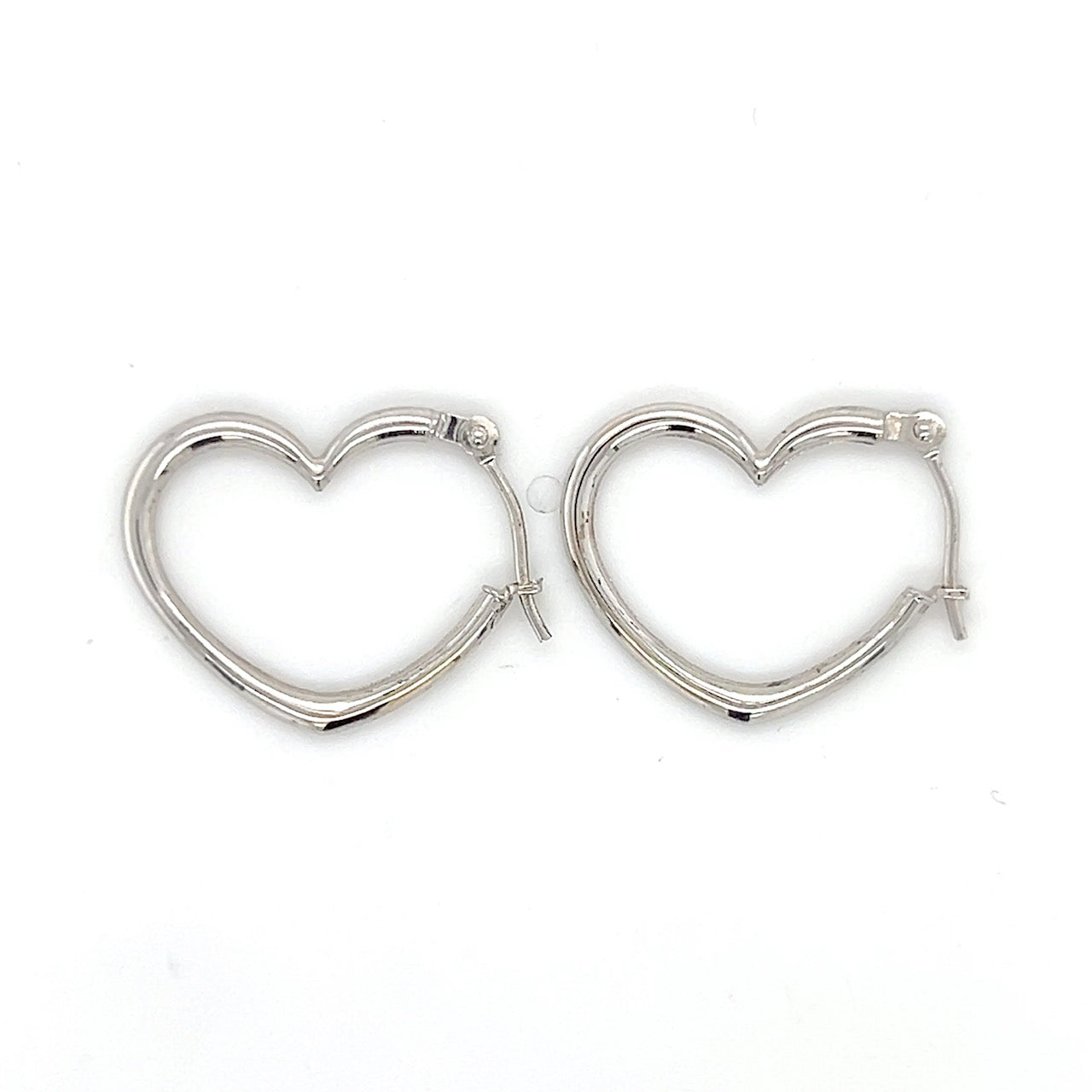 14K White Gold Heart Earrings; 0.4DWT; 0.6g