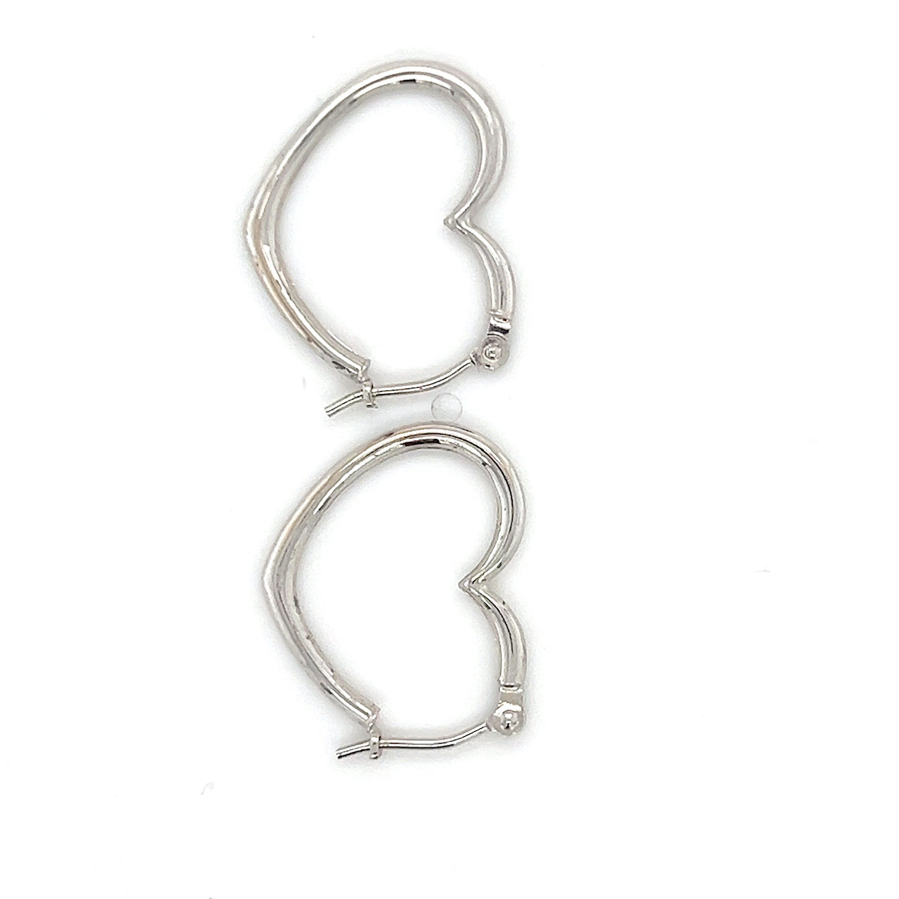 14K White Gold Heart Earrings; 0.4DWT; 0.6g