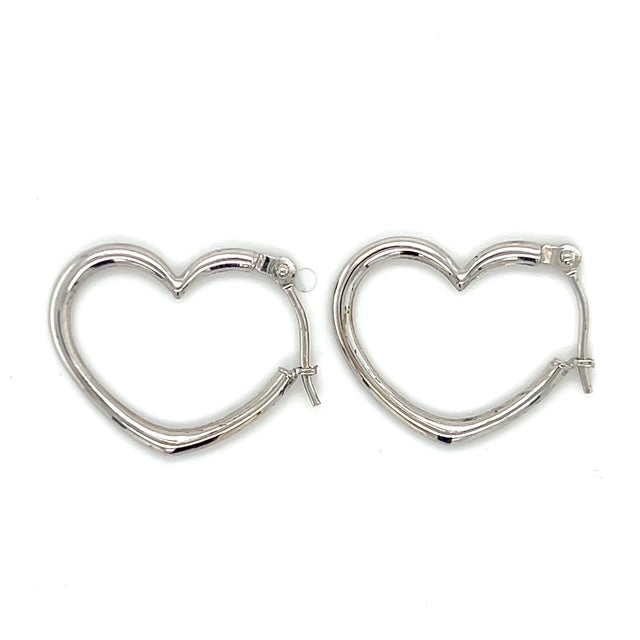 14K White Gold Heart Earrings; 0.4DWT; 0.6g