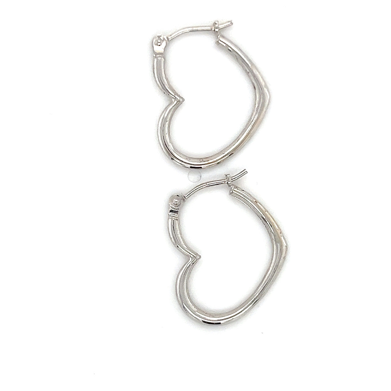 14K White Gold Heart Earrings; 0.4DWT; 0.6g