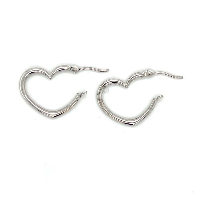 14K White Gold Heart Earrings; 0.4DWT; 0.6g