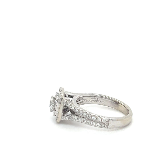 14K White Gold Diamond 0.50ctw Halo Engagement Ring; 3.8g