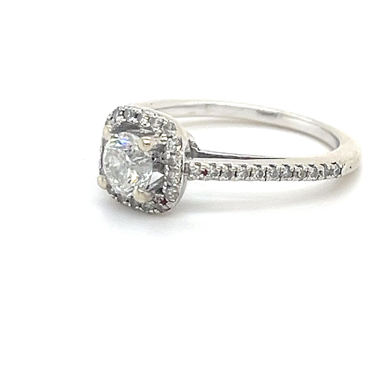 14K White Gold Diamond 0.50ctw Halo Engagement Ring; 2.8g