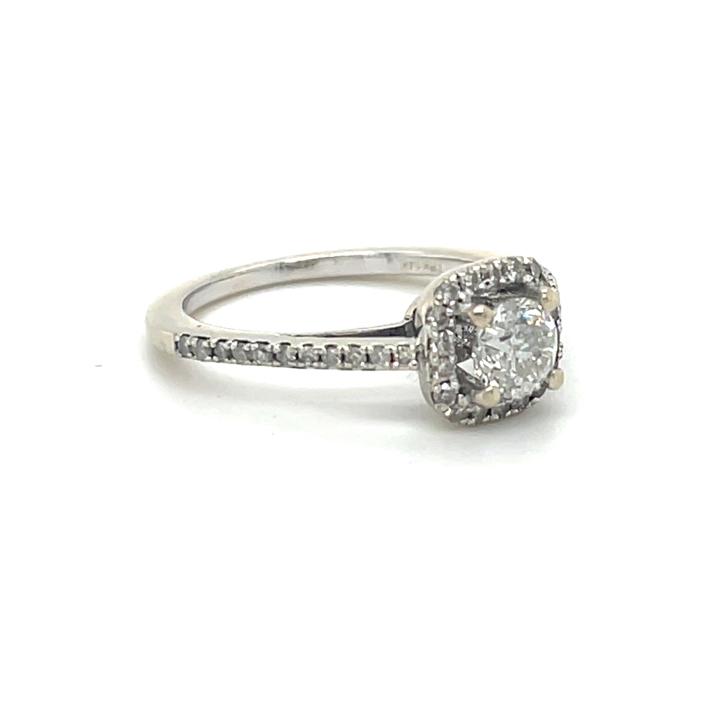 14K White Gold Diamond 0.50ctw Halo Engagement Ring; 2.8g