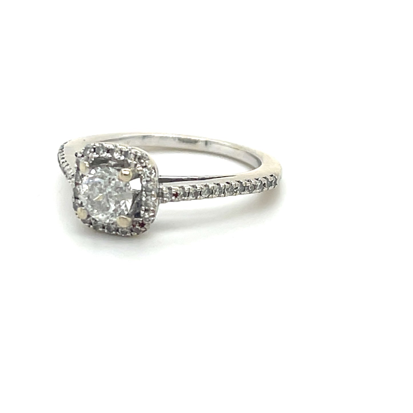 14K White Gold Diamond 0.50ctw Halo Engagement Ring; 2.8g