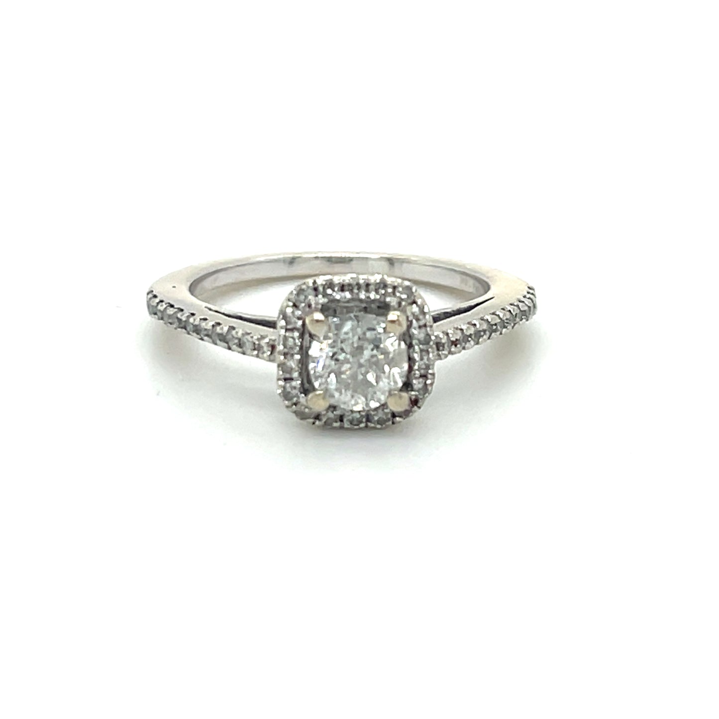 14K White Gold Diamond 0.50ctw Halo Engagement Ring; 2.8g