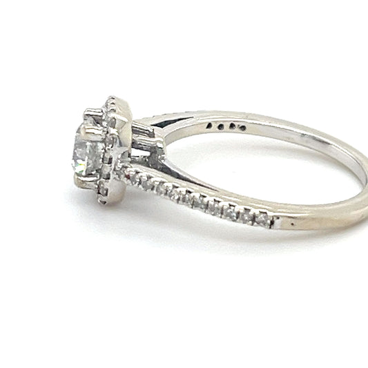 14K White Gold Diamond 0.50ctw Halo Engagement Ring; 2.8g