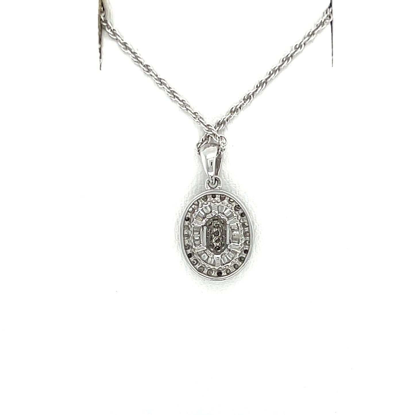 14K White Gold Diamond Pendant on 16" Chain Necklace