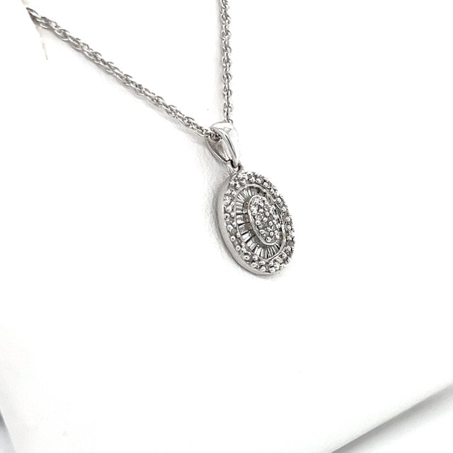 14K White Gold Diamond Pendant on 16" Chain Necklace