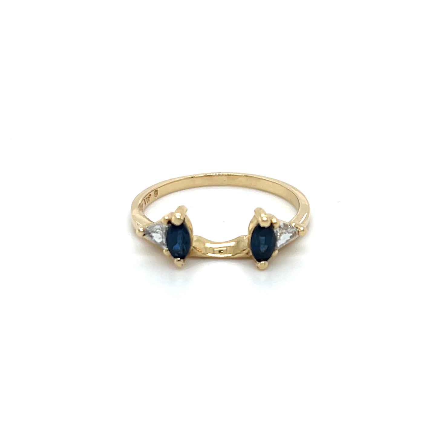 14K Yellow Gold Ring w/ Sapphires + Diamonds; 0.10CTW; Size 7.5; 2.4g