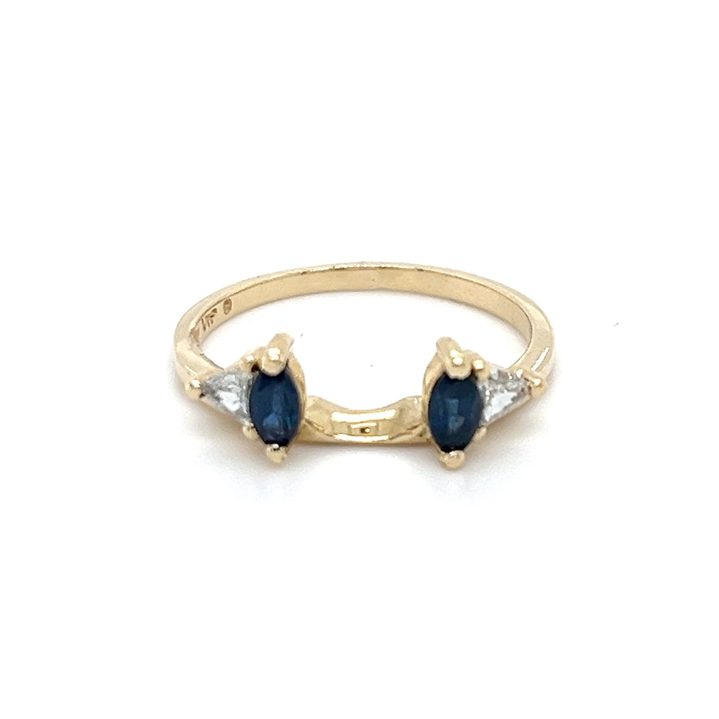 14K Yellow Gold Ring w/ Sapphires + Diamonds; 0.10CTW; Size 7.5; 2.4g