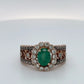 14K Rose Gold Ring w/ Emerald + 42x Halo Diamonds; 0.68CTW; Size 9