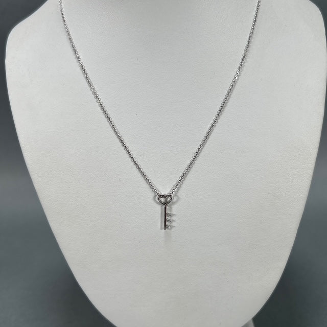 14K White Gold Key Pendant on 18" Chain Necklace