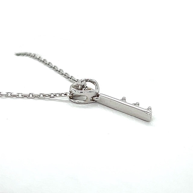 14K White Gold Key Pendant on 18" Chain Necklace