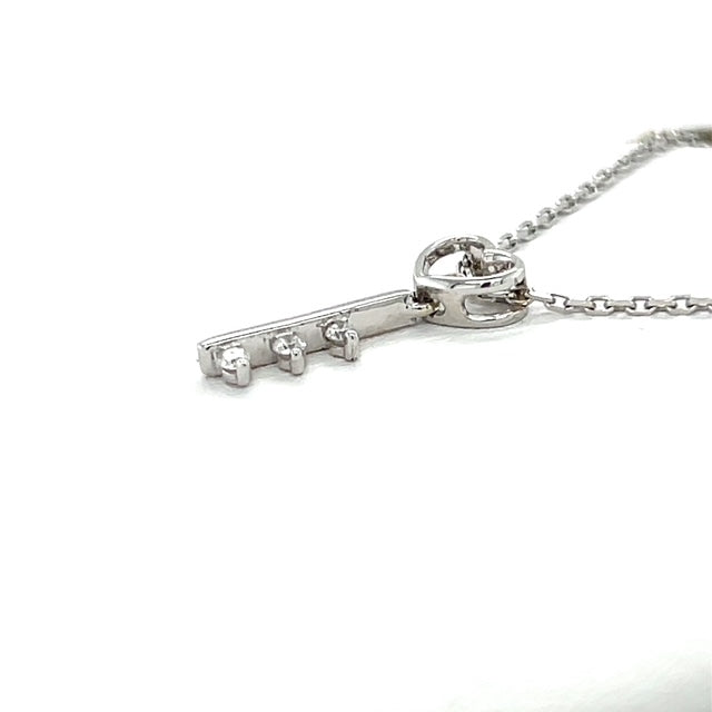 14K White Gold Key Pendant on 18" Chain Necklace
