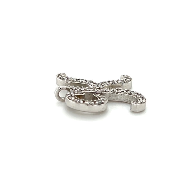 14K White Gold Diamond "K" Pendant; 0.10CTW; 1.9g