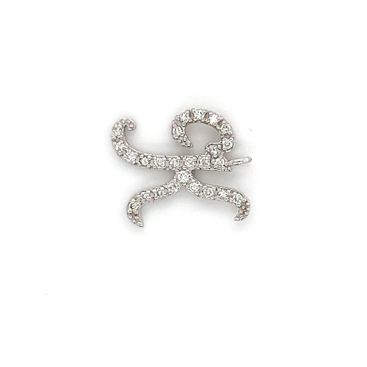 14K White Gold Diamond "K" Pendant; 0.10CTW; 1.9g