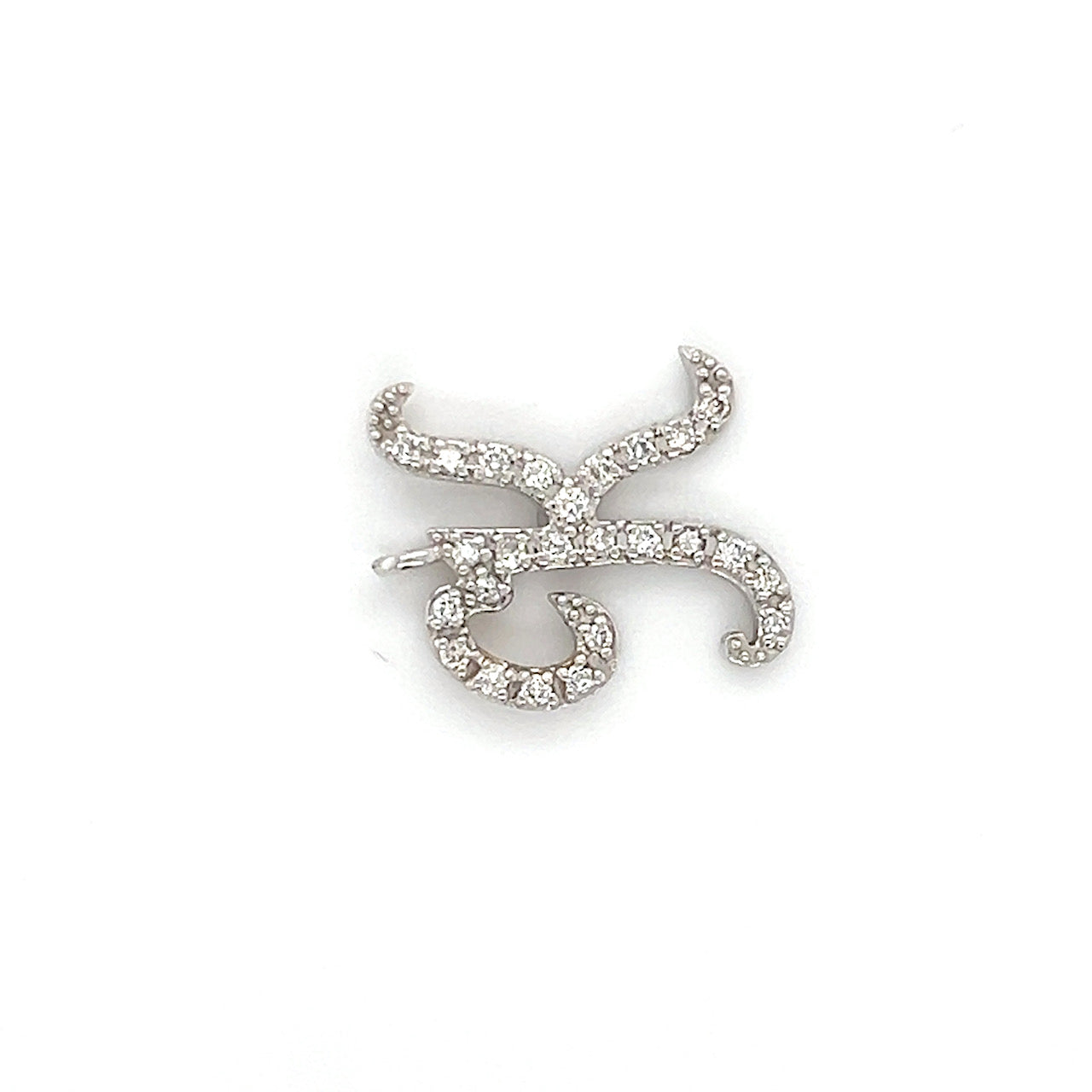 14K White Gold Diamond "K" Pendant; 0.10CTW; 1.9g