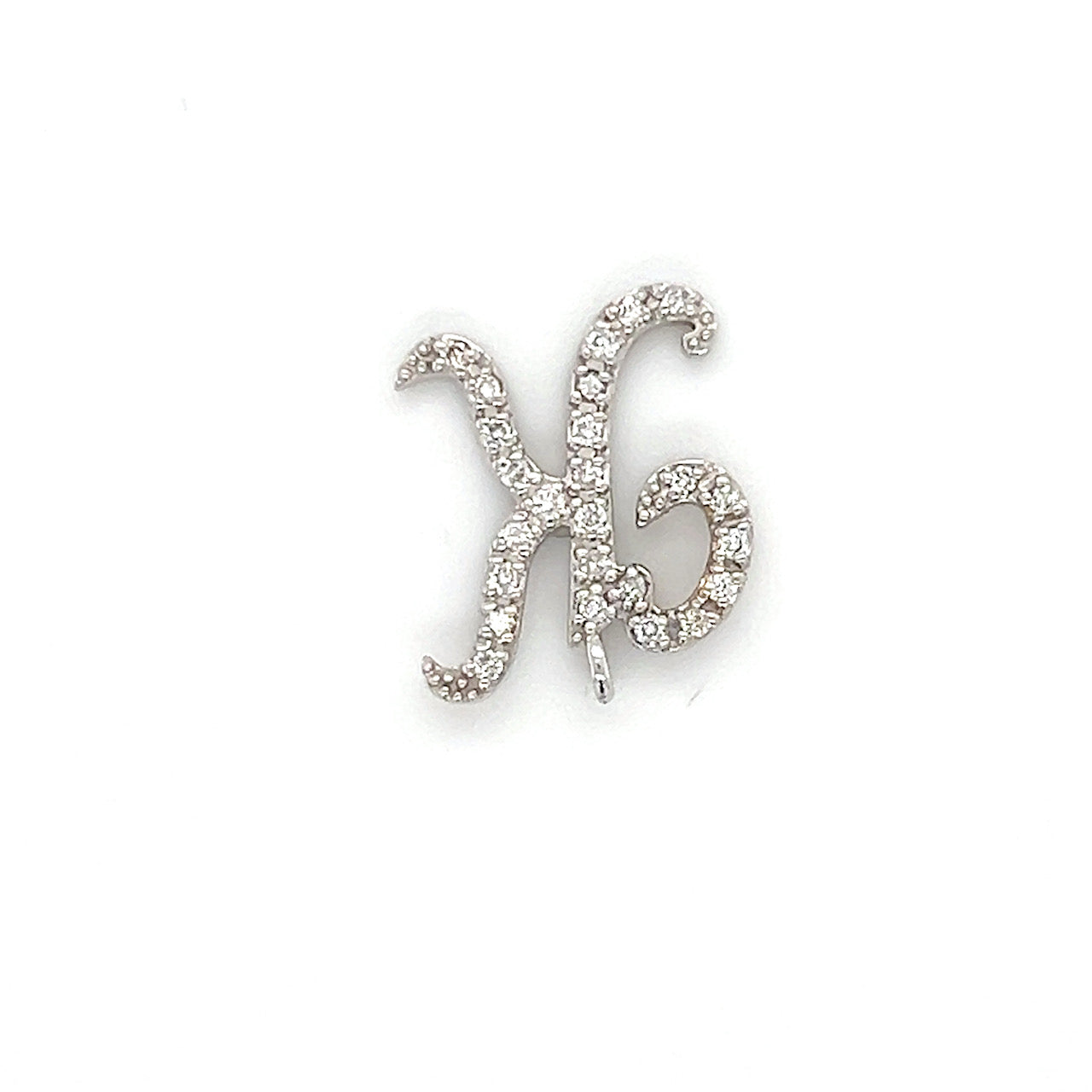 14K White Gold Diamond "K" Pendant; 0.10CTW; 1.9g