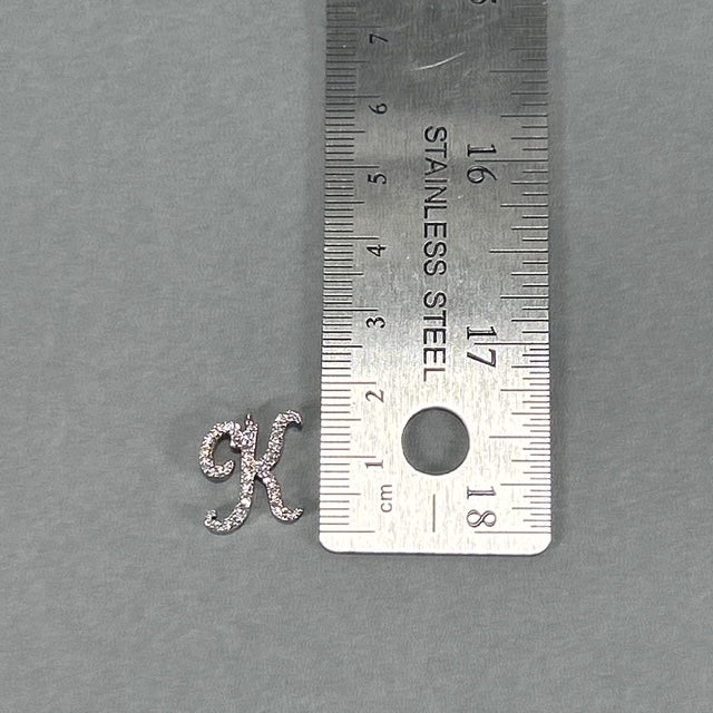 14K White Gold Diamond "K" Pendant; 0.10CTW; 1.9g