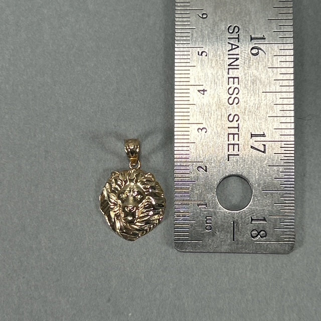 14K Yellow Gold Lion Head Pendant; 1.3DWT; 2g