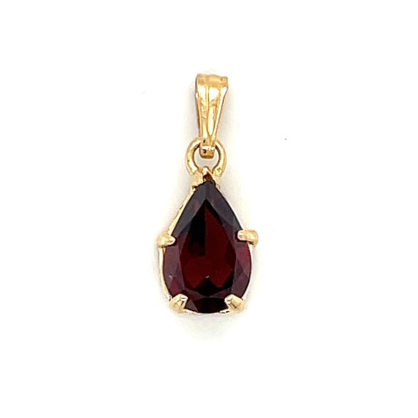 14K Yellow Gold Garnet Pendant; 1.0g