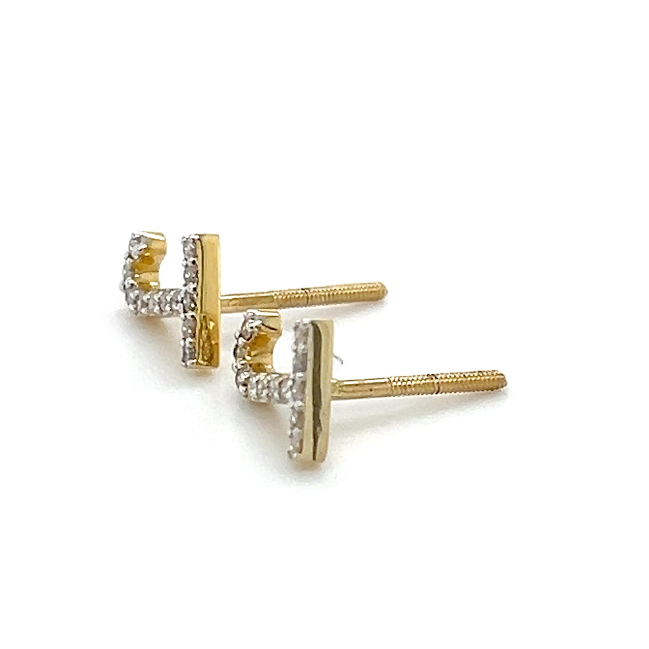 10K Yellow Gold Diamond "J" Stud Earrings; 0.26CTW; 0.8DWT