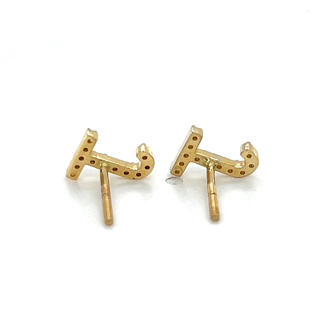 10K Yellow Gold Diamond "J" Stud Earrings; 0.26CTW; 0.8DWT