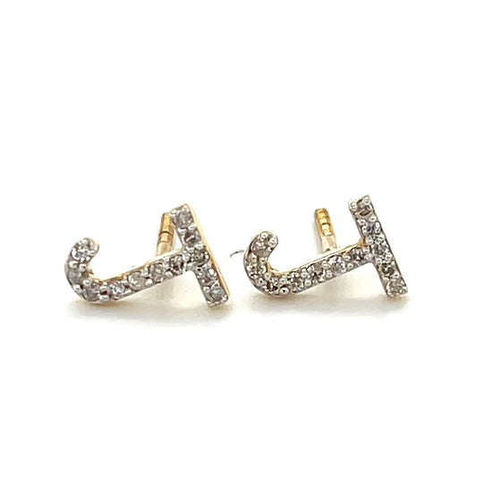 10K Yellow Gold Diamond "J" Stud Earrings; 0.26CTW; 0.8DWT