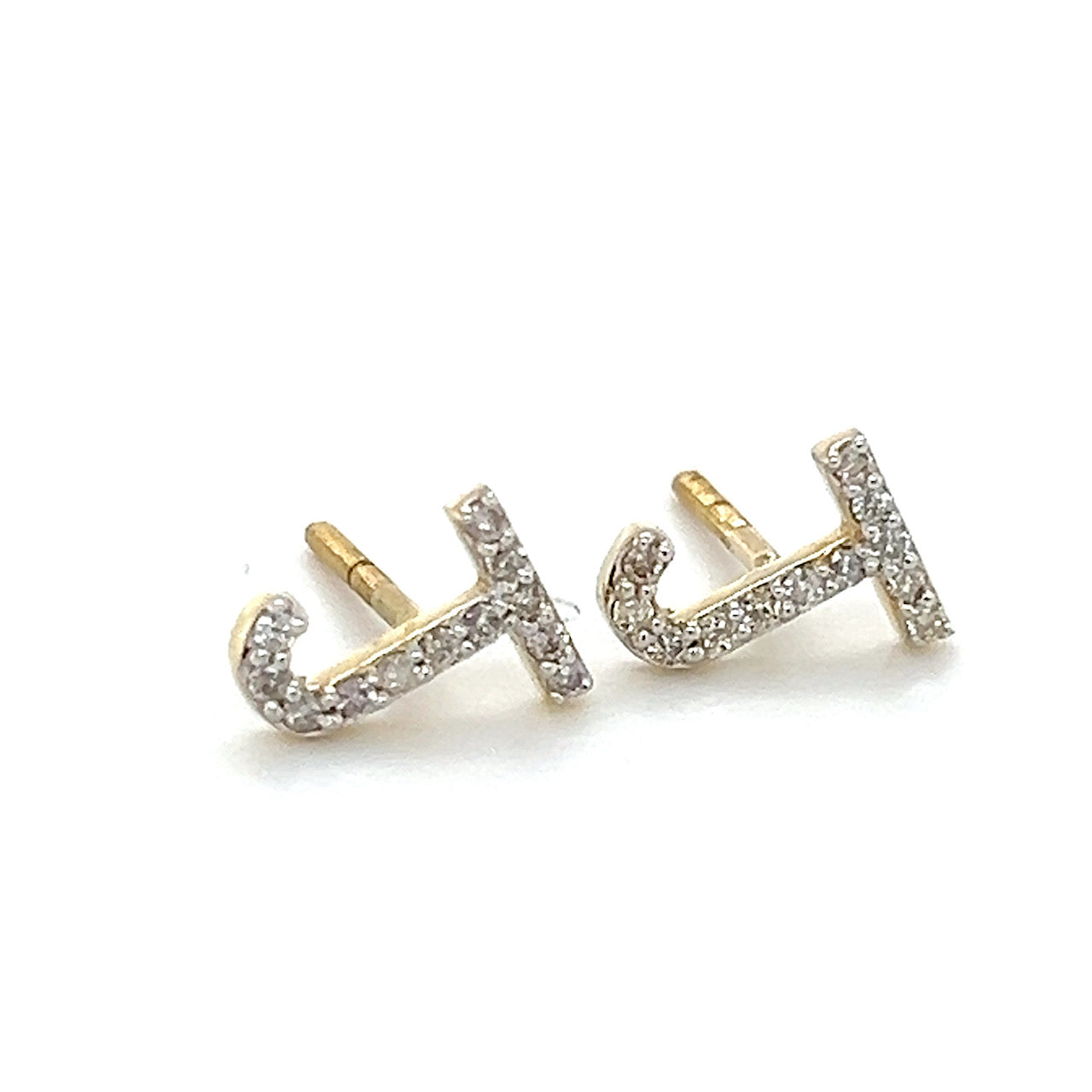 10K Yellow Gold Diamond "J" Stud Earrings; 0.26CTW; 0.8DWT
