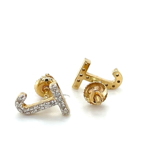 10K Yellow Gold Diamond "J" Stud Earrings; 0.26CTW; 0.8DWT