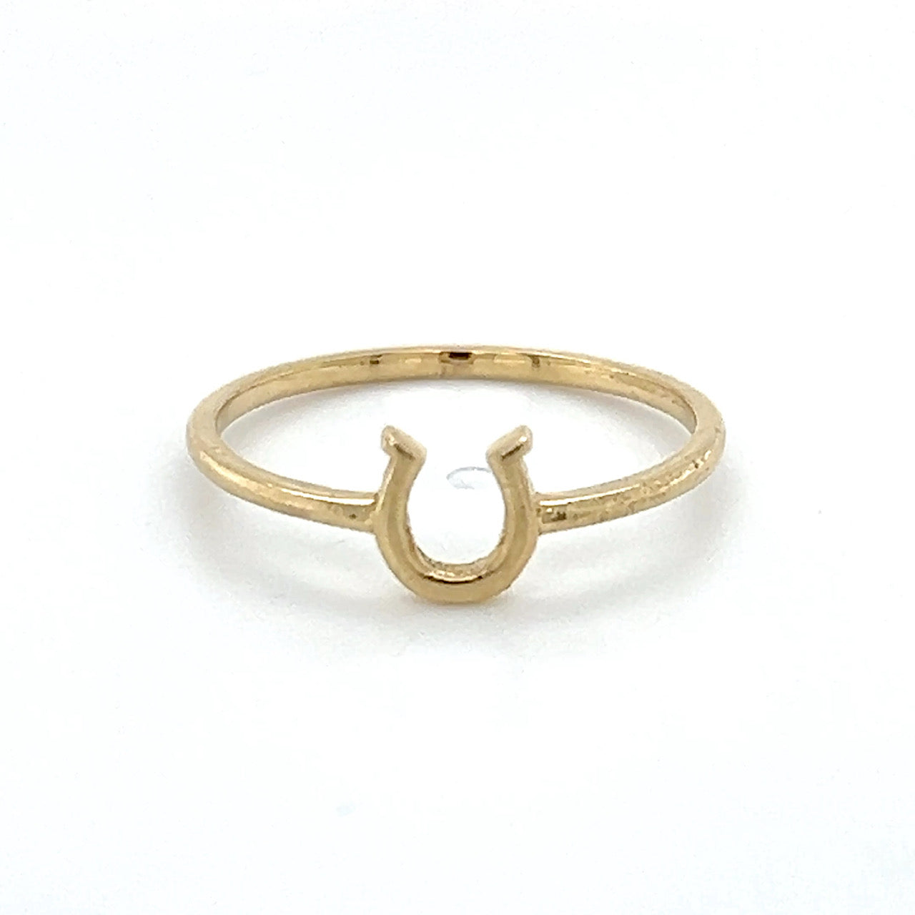 14K Yellow Gold Horseshoe Lady's Fashion Ring; 0.7DWT; Size 7