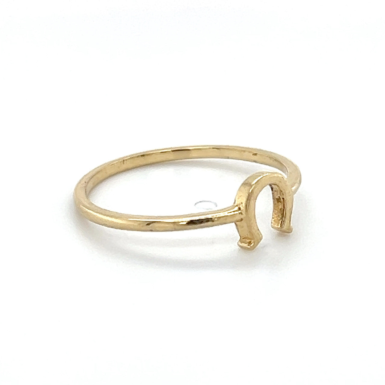 14K Yellow Gold Horseshoe Lady's Fashion Ring; 0.7DWT; Size 7
