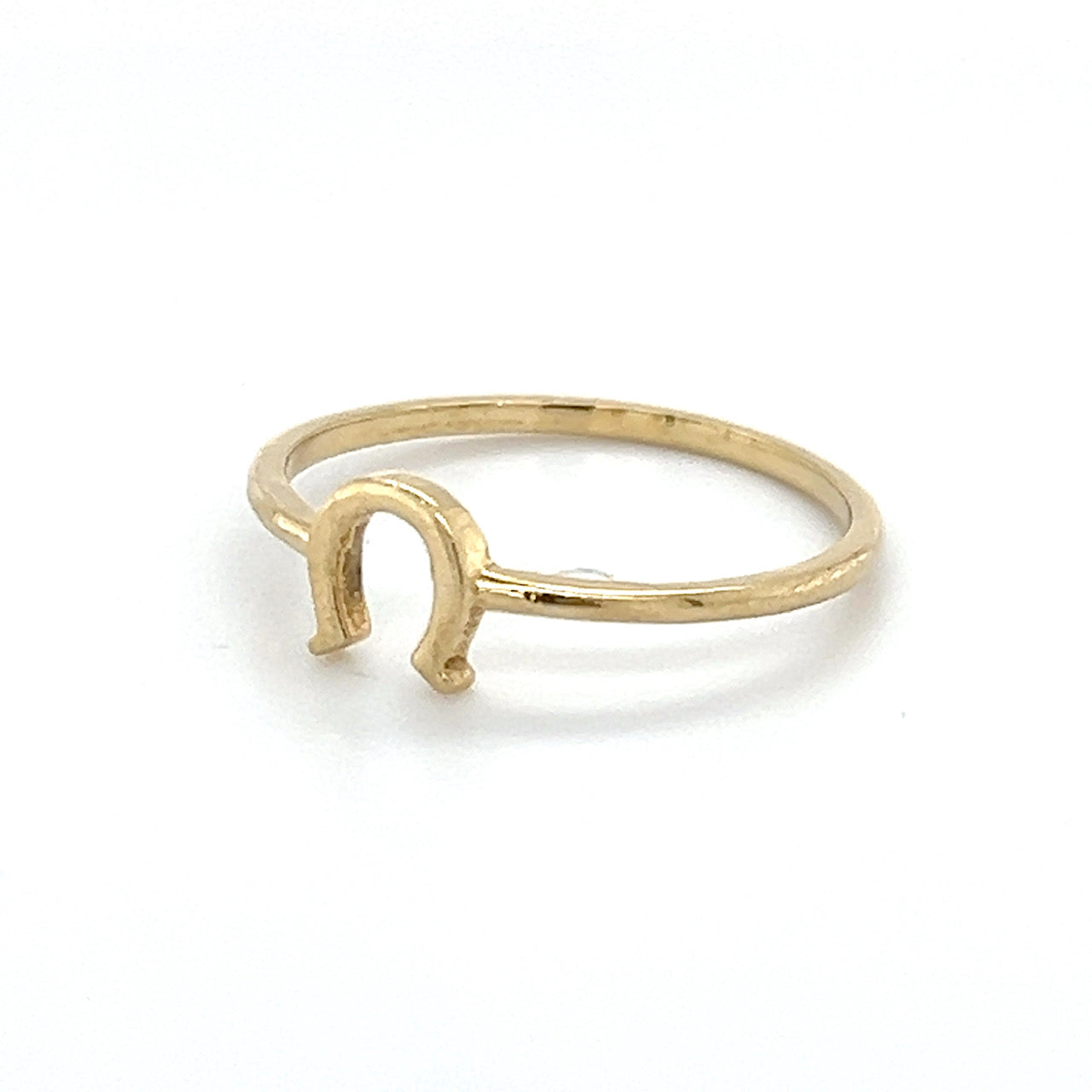 14K Yellow Gold Horseshoe Lady's Fashion Ring; 0.7DWT; Size 7