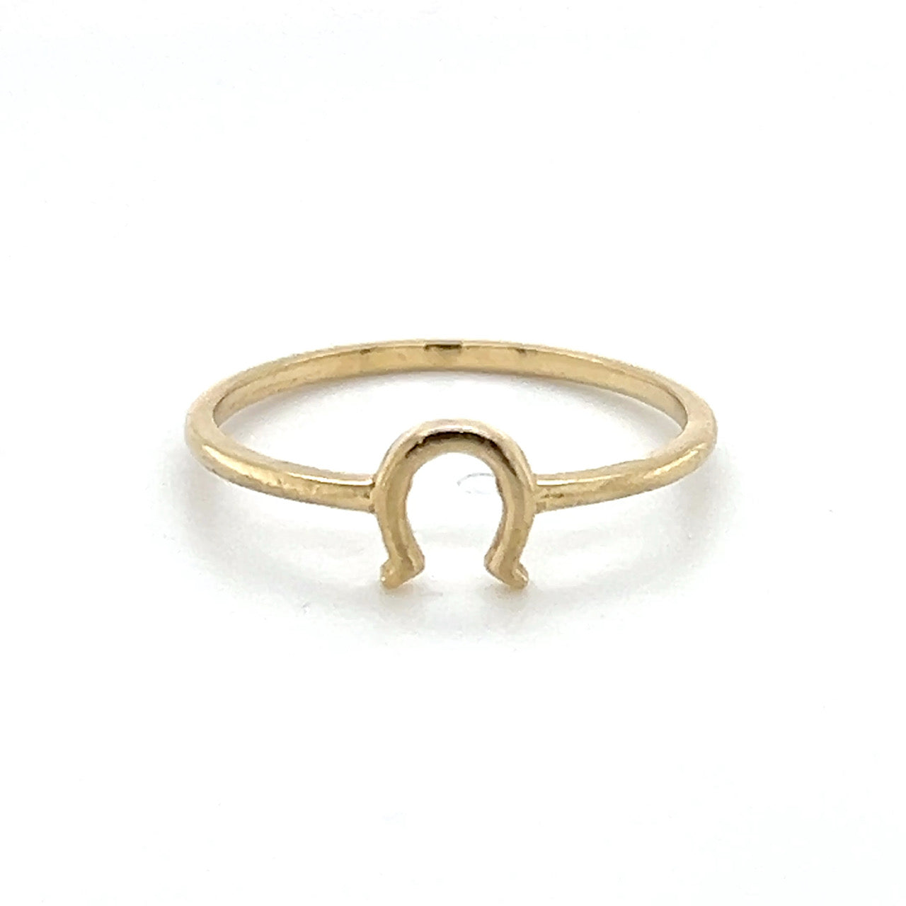 14K Yellow Gold Horseshoe Lady's Fashion Ring; 0.7DWT; Size 7