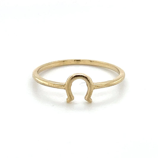 14K Yellow Gold Horseshoe Lady's Fashion Ring; 0.7DWT; Size 7