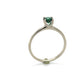 14K White Gold Green Gem Stone Lady's Fashion Ring; 1.2DWT; Size 7