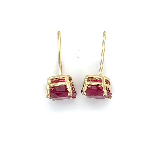 14K Yellow Gold Red Stone Stud Earrings; 1.5DWT; 2.3g