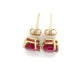 14K Yellow Gold Red Stone Stud Earrings; 1.5DWT; 2.3g