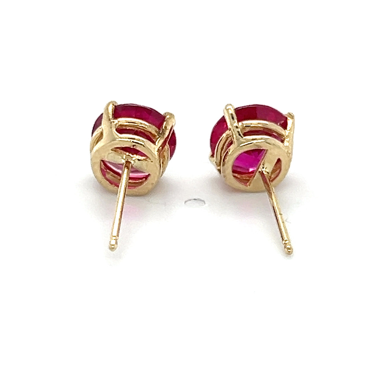 14K Yellow Gold Red Stone Stud Earrings; 1.5DWT; 2.3g